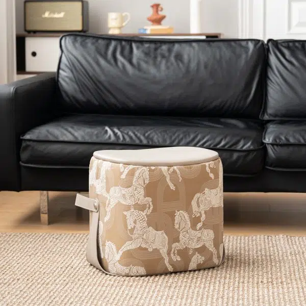 Contemporary Luxury Square Leather Pouf Footstool For Entryway - Image 14