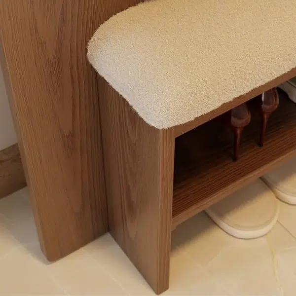 Contemporary Creative Puppy Design Rectangular Flannel Solid Wood Footstool Bench 2-Tier For Living Room - Image 4