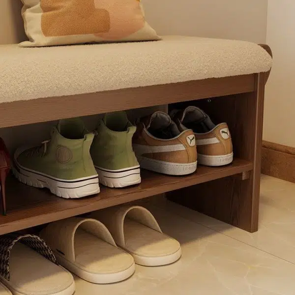 Contemporary Creative Puppy Design Rectangular Flannel Solid Wood Footstool Bench 2-Tier For Living Room - Image 7