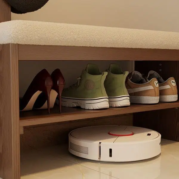 Contemporary Creative Puppy Design Rectangular Flannel Solid Wood Footstool Bench 2-Tier For Living Room - Image 6