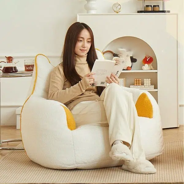 Modern Minimalist Teddy Velvet EPS Rectangular Square Accent Chair Backrest Armrest For Living Room - Image 2