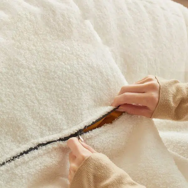 Modern Minimalist Teddy Velvet EPS Rectangular Square Accent Chair Backrest Armrest For Living Room - Image 6