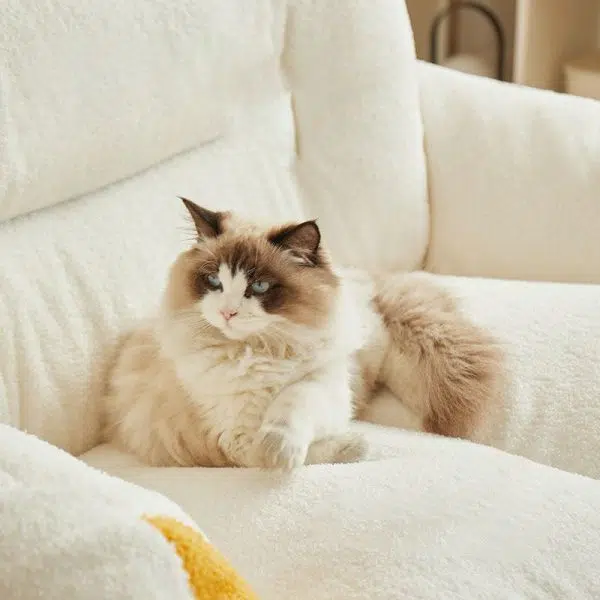 Modern Minimalist Teddy Velvet EPS Rectangular Square Accent Chair Backrest Armrest For Living Room - Image 5