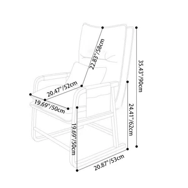 Contemporary Scandinavian Rectangular Square Storage Bag Metal Waterproof Fabric Adjustable Backrest Accent Chair Backrest Armrest For Living Room - Image 7