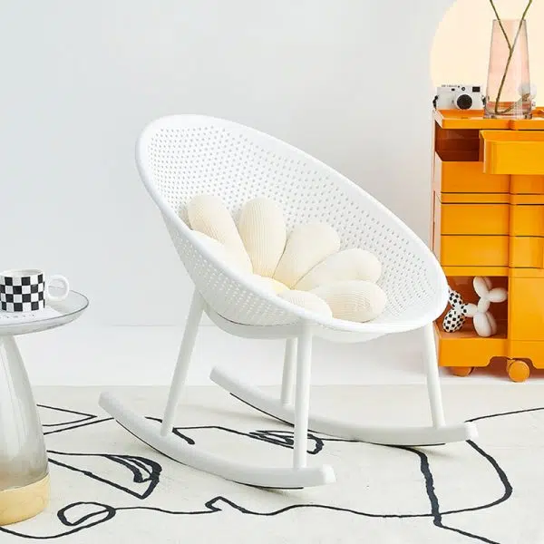 Modern Minimalist Hollowed Out Oval Plastic Rocking Chair Backrest For Living Room - Image 2