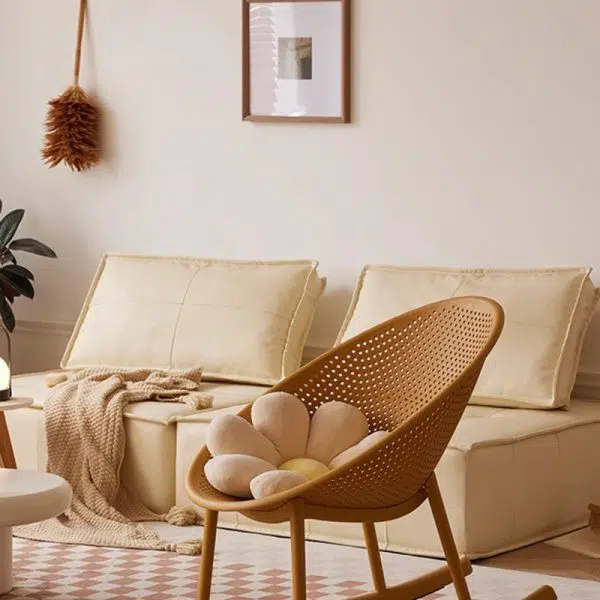 Modern Minimalist Hollowed Out Oval Plastic Rocking Chair Backrest For Living Room - Image 10