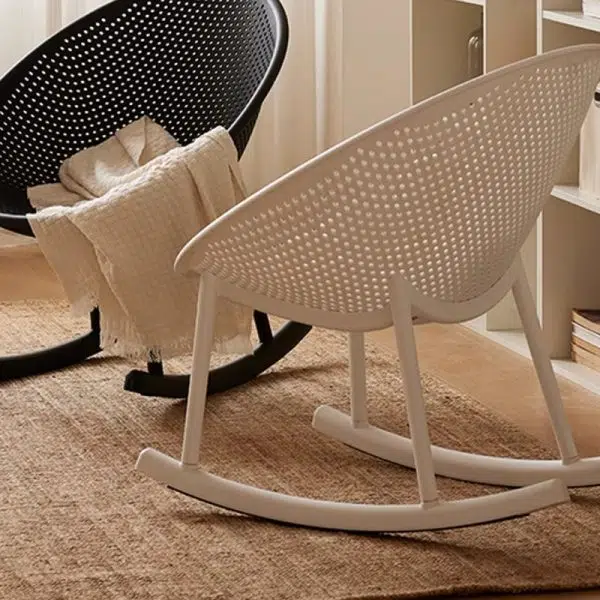 Modern Minimalist Hollowed Out Oval Plastic Rocking Chair Backrest For Living Room - Image 8