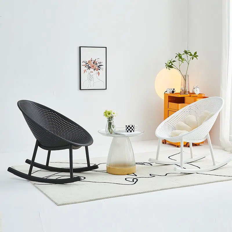 DFM-Chair-FM00193-26.jpg Modern Minimalist Hollowed Out Oval Plastic Rocking Chair Backrest For Living Room - Image 1