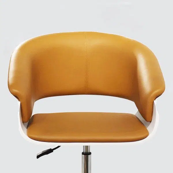 Modern Minimalist Square Wood Leather Liftable Desk Chair Backrest Armrest For Home Office - Image 8