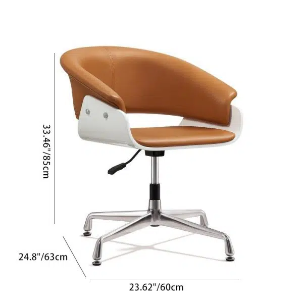 Modern Minimalist Square Wood Leather Liftable Desk Chair Backrest Armrest For Home Office - Image 3