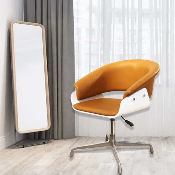 Modern Minimalist Square Wood Leather Liftable Desk Chair Backrest Armrest For Home Office - Image 10