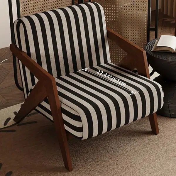 Traditional Vintage Square Wood Fabric Accent Chair Backrest Armrest For Living Room - Image 11
