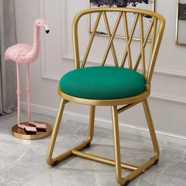 Modern Art Deco Round Rhombus Metal Velvet Chair Backrest For Living Room - Image 13