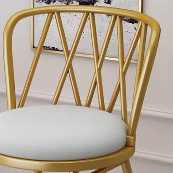 Modern Art Deco Round Rhombus Metal Velvet Chair Backrest For Living Room - Image 5