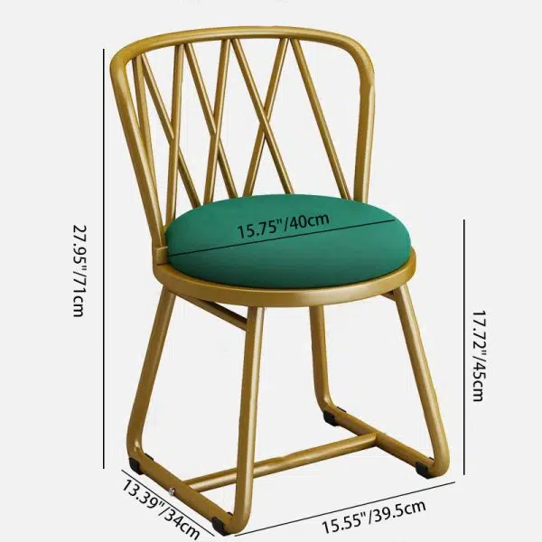 Modern Art Deco Round Rhombus Metal Velvet Chair Backrest For Living Room - Image 4