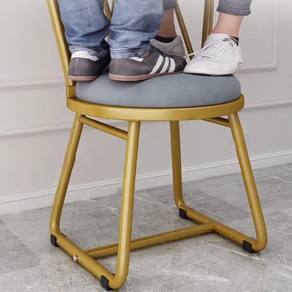 Modern Art Deco Round Rhombus Metal Velvet Chair Backrest For Living Room - Image 9