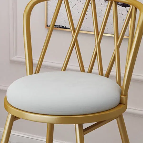 Modern Art Deco Round Rhombus Metal Velvet Chair Backrest For Living Room - Image 8