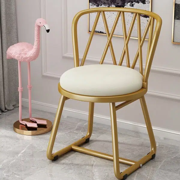 Modern Art Deco Round Rhombus Metal Velvet Chair Backrest For Living Room - Image 11