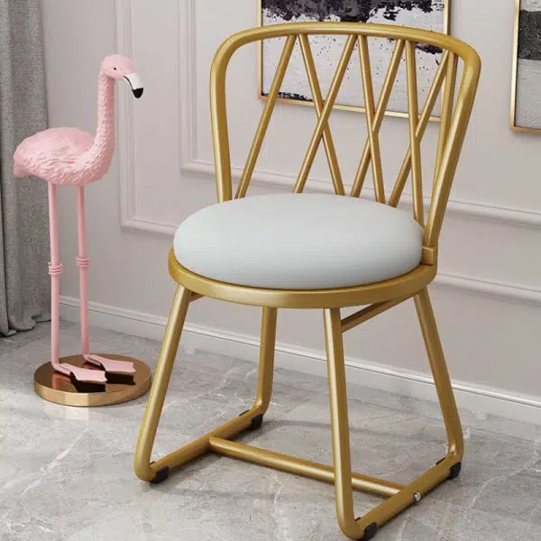 Modern Art Deco Round Rhombus Metal Velvet Chair Backrest For Living Room - Image 15