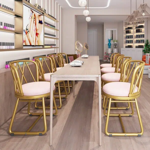 Modern Art Deco Round Rhombus Metal Velvet Chair Backrest For Living Room - Image 3