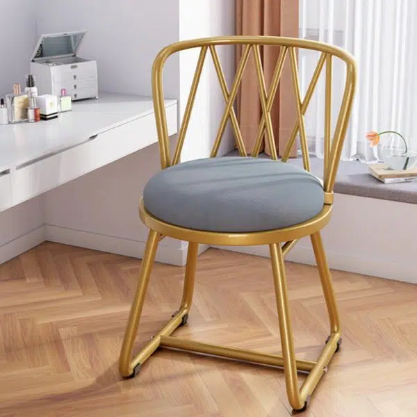 Modern Art Deco Round Rhombus Metal Velvet Chair Backrest For Living Room - Image 14
