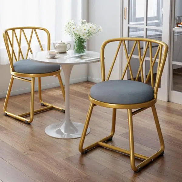 Modern Art Deco Round Rhombus Metal Velvet Chair Backrest For Living Room - Image 2