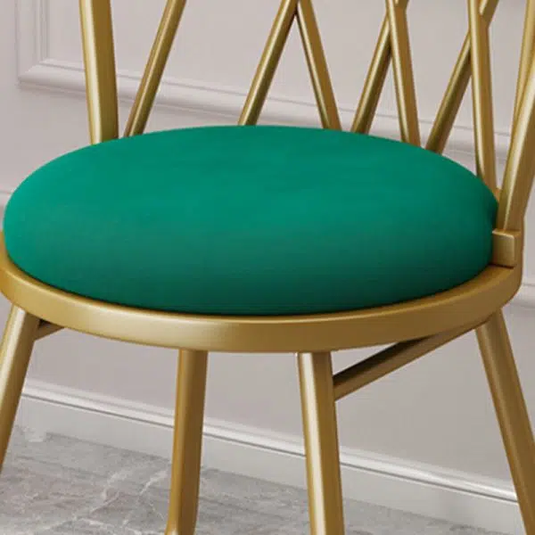 Modern Art Deco Round Rhombus Metal Velvet Chair Backrest For Living Room - Image 6