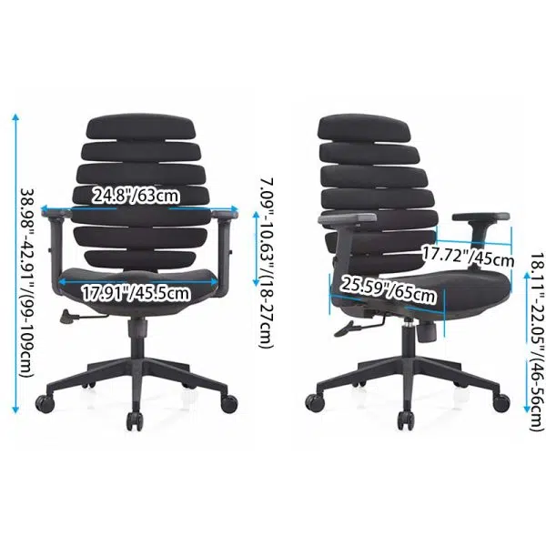 Modern Minimalist Liftable Swivel Fishbone Rectangular Plastic Fabric Desk Chair Backrest Armrest For Home Office - Image 4