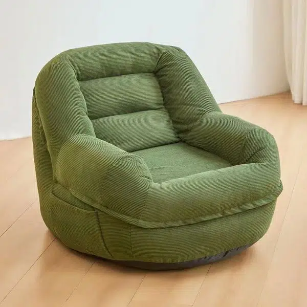 Contemporary Scandinavian Square Tatami Corduroy Fabric Accent Chair Backrest For Living Room - Image 12