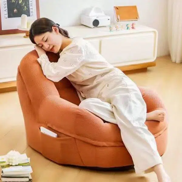 Contemporary Scandinavian Square Tatami Corduroy Fabric Accent Chair Backrest For Living Room - Image 3