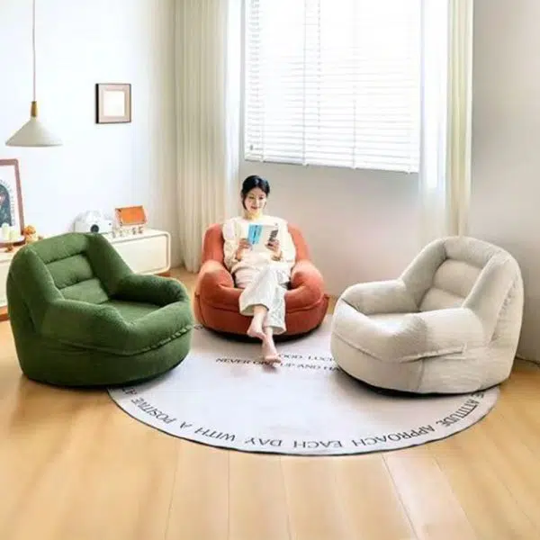 Contemporary Scandinavian Square Tatami Corduroy Fabric Accent Chair Backrest For Living Room - Image 2