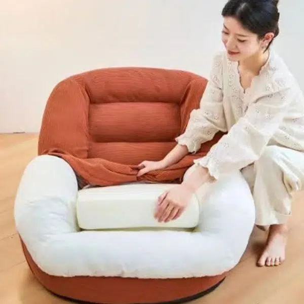 Contemporary Scandinavian Square Tatami Corduroy Fabric Accent Chair Backrest For Living Room - Image 8