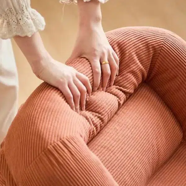 Contemporary Scandinavian Square Tatami Corduroy Fabric Accent Chair Backrest For Living Room - Image 9