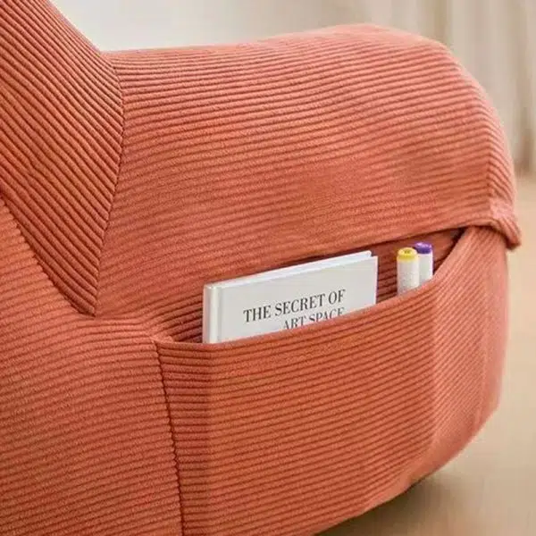 Contemporary Scandinavian Square Tatami Corduroy Fabric Accent Chair Backrest For Living Room - Image 7