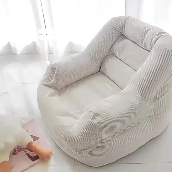 Contemporary Scandinavian Square Tatami Corduroy Fabric Accent Chair Backrest For Living Room - Image 15