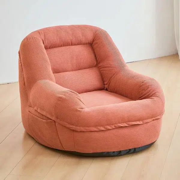 Contemporary Scandinavian Square Tatami Corduroy Fabric Accent Chair Backrest For Living Room - Image 14