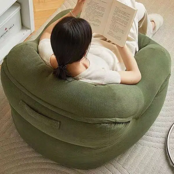 Contemporary Scandinavian Square Tatami Corduroy Fabric Accent Chair Backrest For Living Room - Image 11