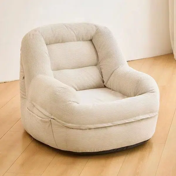 Contemporary Scandinavian Square Tatami Corduroy Fabric Accent Chair Backrest For Living Room - Image 13