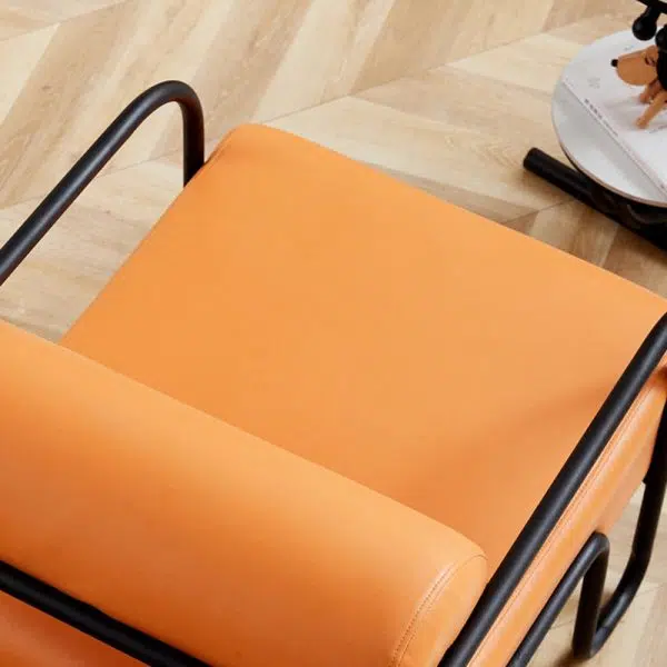 Modern Minimalist Square Cylinder Metal Fabric Accent Chair Backrest Armrest For Living Room - Image 7