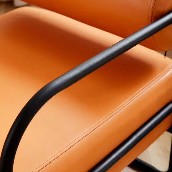 Modern Minimalist Square Cylinder Metal Fabric Accent Chair Backrest Armrest For Living Room - Image 8