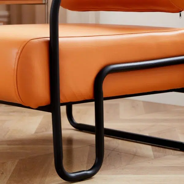 Modern Minimalist Square Cylinder Metal Fabric Accent Chair Backrest Armrest For Living Room - Image 10