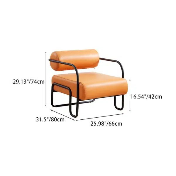 Modern Minimalist Square Cylinder Metal Fabric Accent Chair Backrest Armrest For Living Room - Image 4