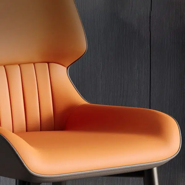 Contemporary Scandinavian Rectangular Leather Steel Dining Chair Backrest For Dining Room - Image 6