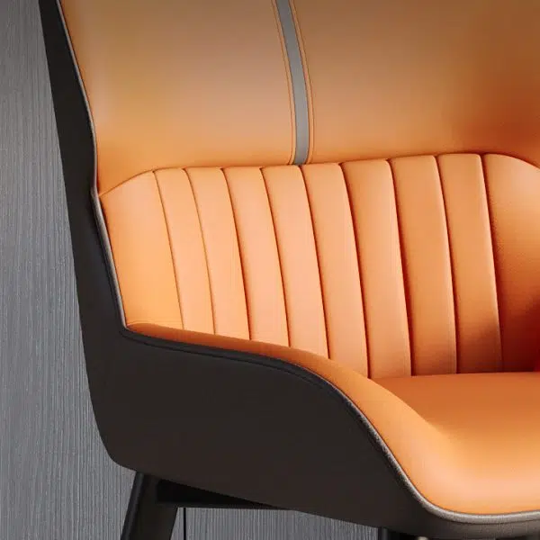 Contemporary Scandinavian Rectangular Leather Steel Dining Chair Backrest For Dining Room - Image 7