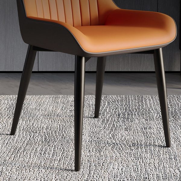 Contemporary Scandinavian Rectangular Leather Steel Dining Chair Backrest For Dining Room - Image 5