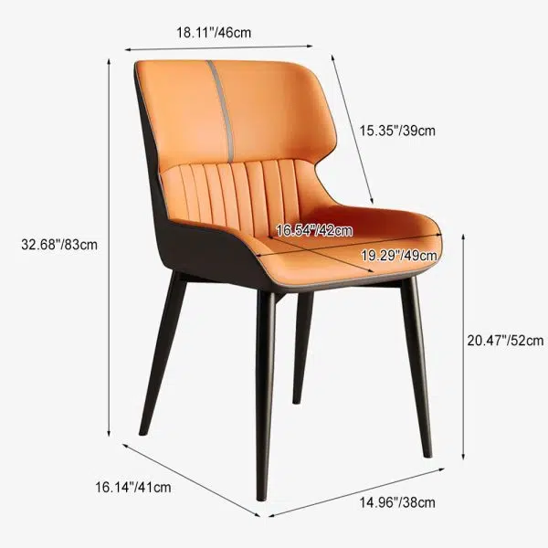 Contemporary Scandinavian Rectangular Leather Steel Dining Chair Backrest For Dining Room - Image 3