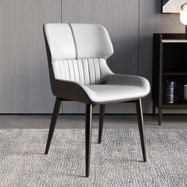 Contemporary Luxury Square PU Leather Upholstered Dining Chair Backrest For Dining Room - Image 14