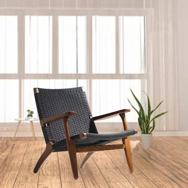 Traditional Japanese Rattan Square Wood Cowhide Rope Accent Chair Backrest Armrest For Living Room - Image 22