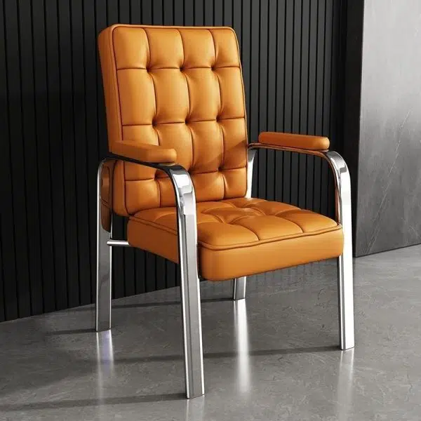 Modern Luxury Rectangular Square Steel PU Leather Accent Chair Backrest Armrest For Living Room - Image 14