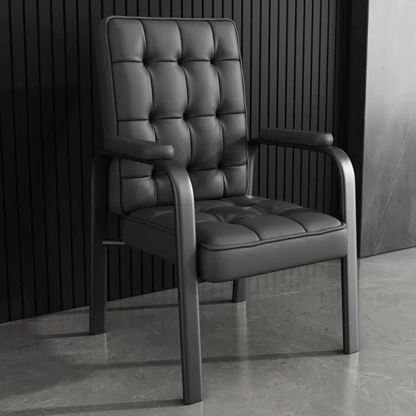 Modern Luxury Rectangular Square Steel PU Leather Accent Chair Backrest Armrest For Living Room - Image 7